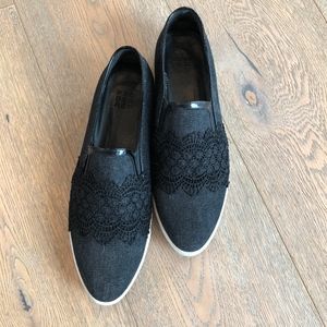 Pedder Denim & Lace Slip-ons